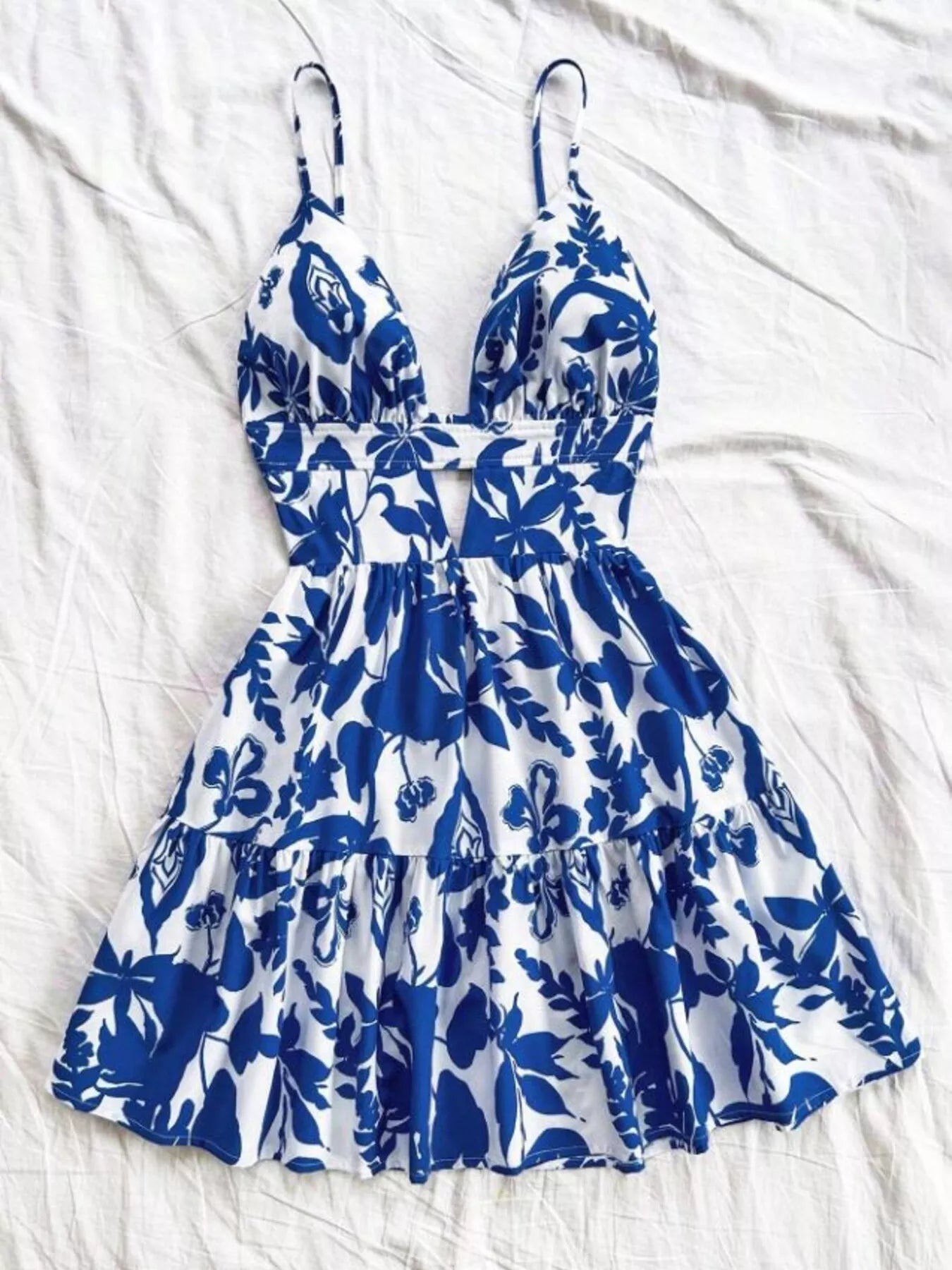 Floral Print V-Neck Tiered Mini Dress New Era Fashion LLc