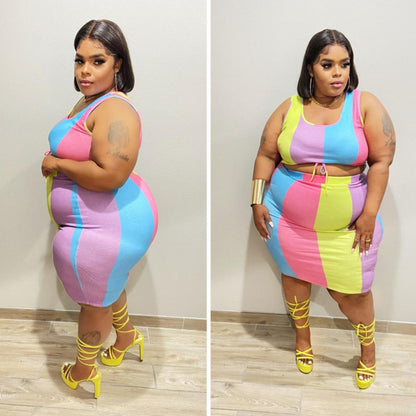 Sleeveless Color-Printed Pencil Skirt Trendy Elegant Plus-Size See size chart under “more details” The Fashion Celestial