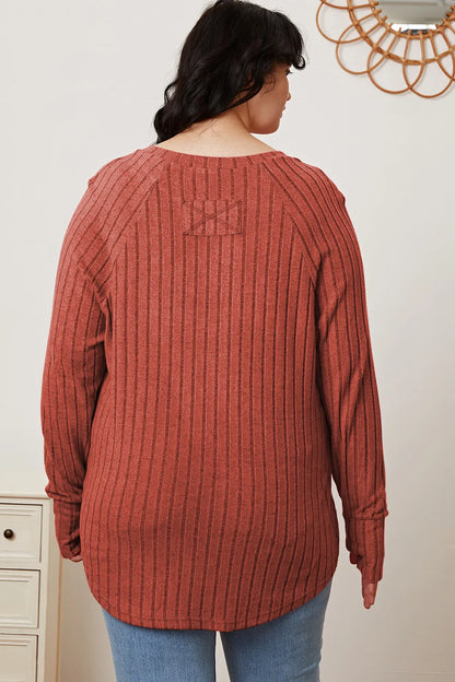 Basic Bae Full Size Ribbed Thumbhole Sleeve T-Shirt New Era Fashion LLc
