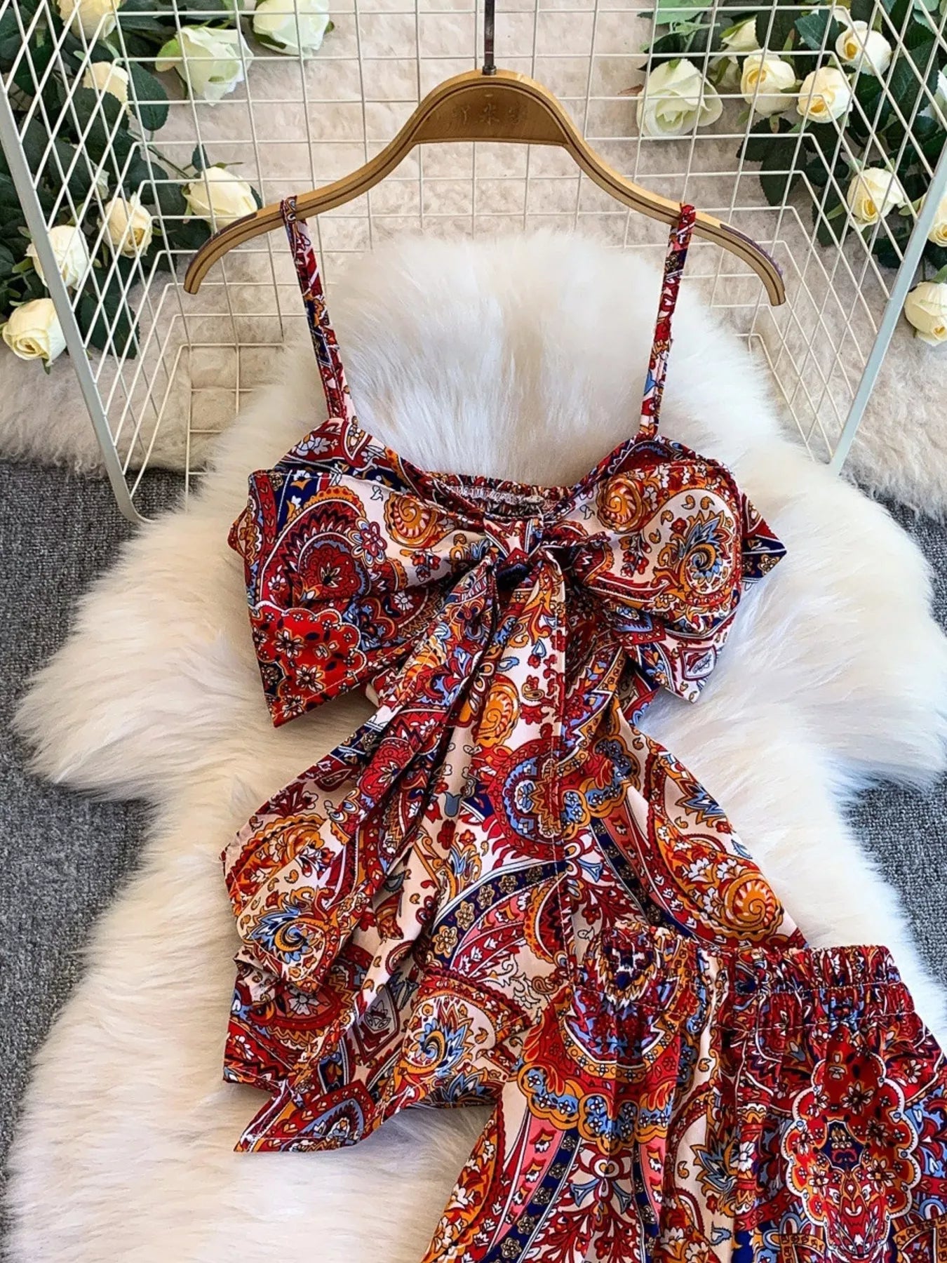 Printed Cami and Wide Leg Pants Set New Era Fashion LLc