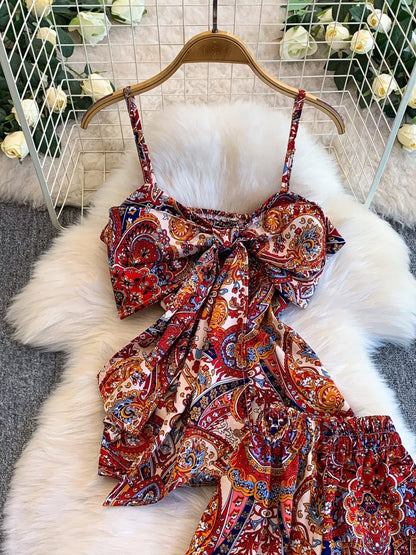 Printed Cami and Wide Leg Pants Set New Era Fashion LLc
