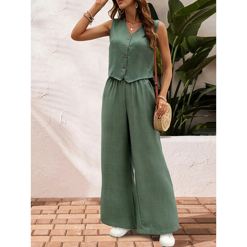 Women’s crop vest blazer wide leg pants set FitiqueFit