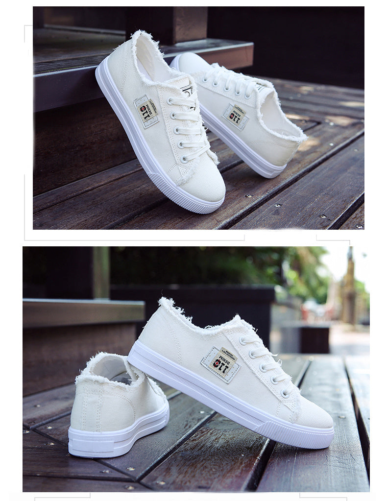 Women'S Casual Round Toe Solid Color Canvas Shoes, Small White, Flat Bottom, PVC Sole, Fabric Upper And Insole, Hand Wash, No Dry Clean, Spring, Autumn, All Season 2022 NovaCart