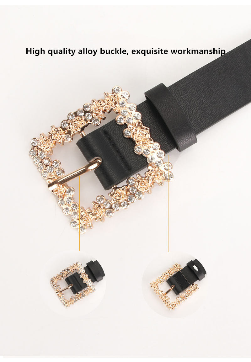 2023 Women'S Fashion Accessory, Elegant Alloy Rhinestone Pin Buckle Belt, Versatile Dress Decorative Accessory, Casual & Sporty Style, Hand Washable - Ideal for Weekend and Festive Occasions, Weekend Casual Wear|Elegant Acces NovaCart