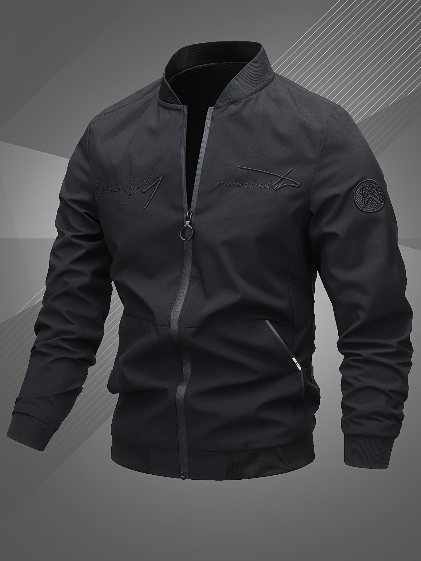 Men'S Letter Embroidered Casual Bomber Jacket, Mens Winter Jackets And Coats, Fridays Items, Mens Gifts Ideas, Gifts for Men, Thermal Wear for Men, Christmas Gifts, Suitable for Everyday Life, Home, Outdoor, Work, And Leisure NovaCart