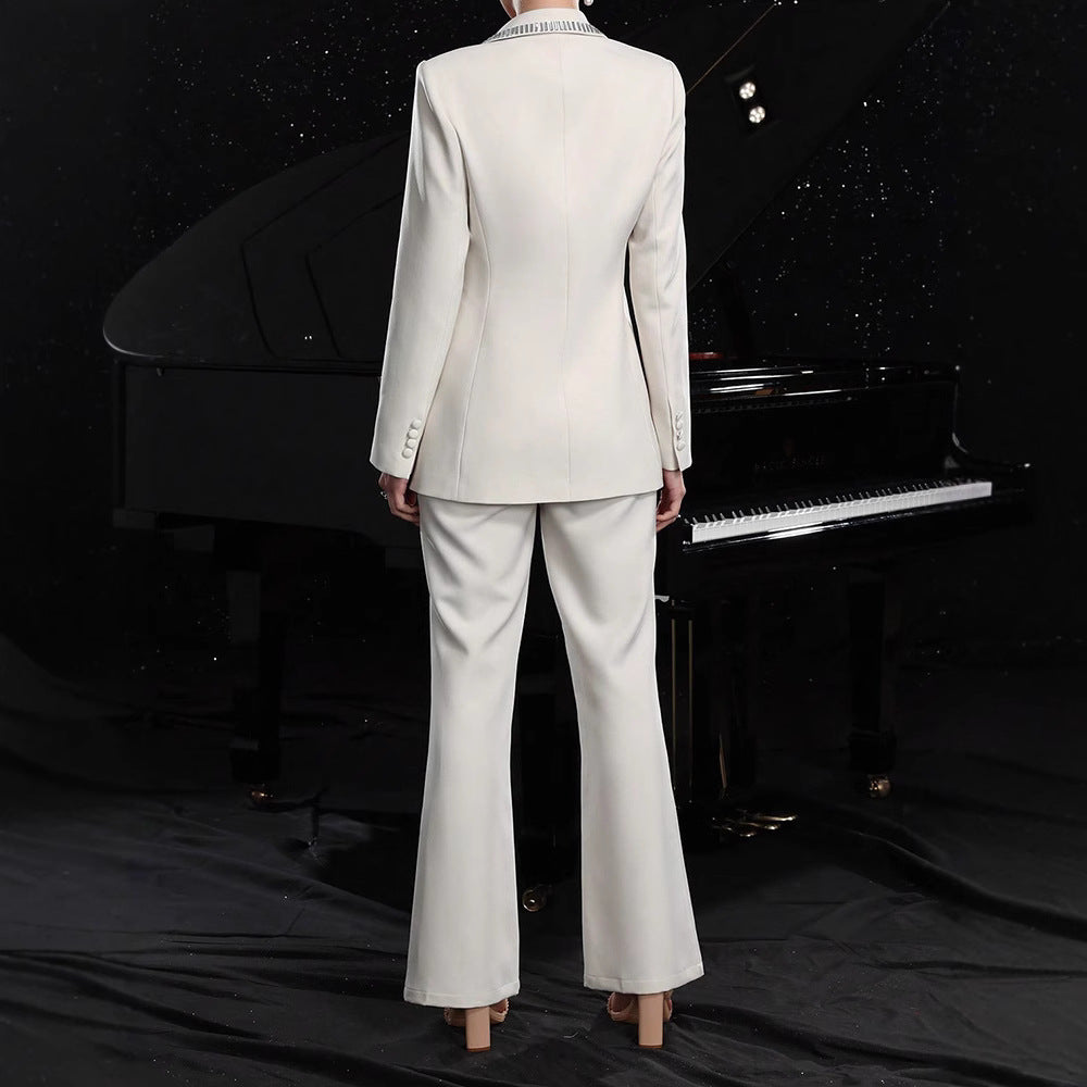 Women's Elegant Hollow-Out Long-Sleeve Suit Jacket & Pants Set FitiqueFit