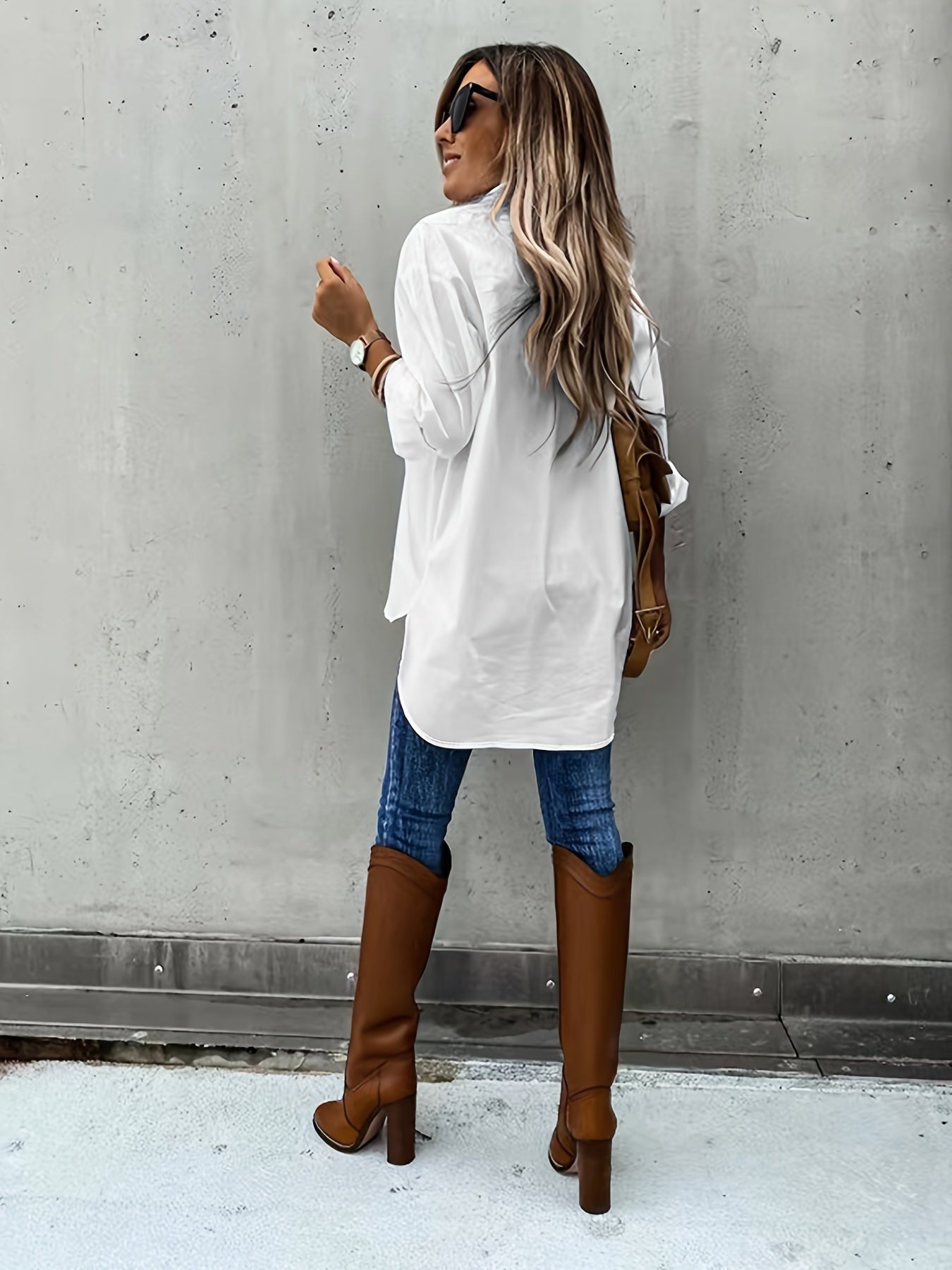 Women’s Casual Long Sleeve Shirt with Pocket FitiqueFit