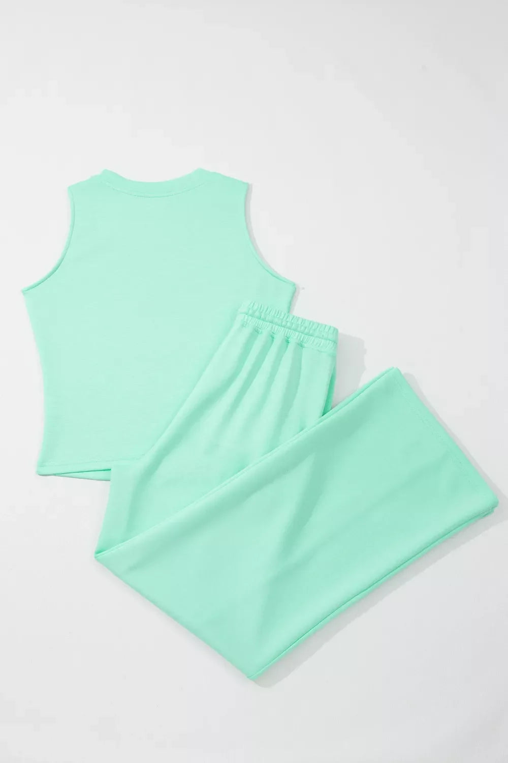 Drawstring Elastic Waistband Solid Color Two Piece Casual Set New Era Fashion LLc