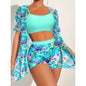 Printed High‑Waist Slimming Bikini Three‑Piece Set FitiqueFit