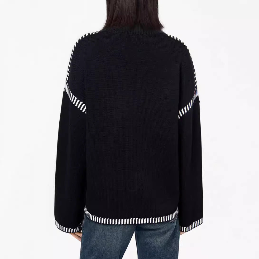 Solid Round Neck Pullover Sweater Autumn And Winter Loose Long Sleeve Tops For Women Clothing Grayceful LLC