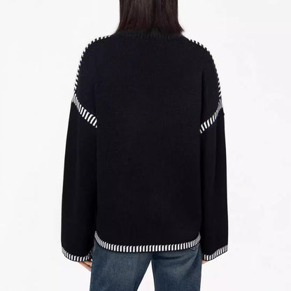 Solid Round Neck Pullover Sweater Autumn And Winter Loose Long Sleeve Tops For Women Clothing Grayceful LLC