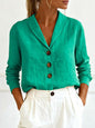 Women's Cotton-Linen Peter Pan Collar Button-Up Shirt – 6 Colors S–3XL FitiqueFit