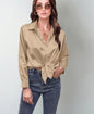 Women’s Satin Lapel Button-Down Blouse FitiqueFit