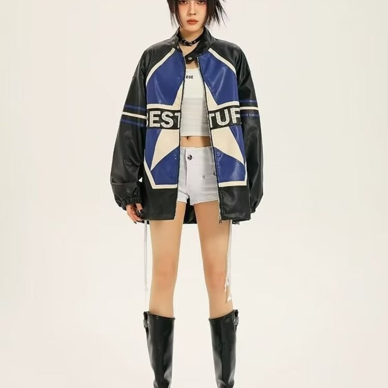 American Retro Biker's Jacket Trendy Leather Jacket Coat See size chart under “more details” The Fashion Celestial