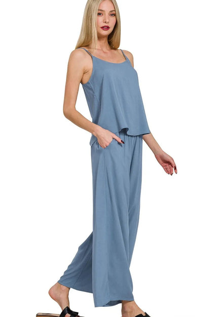 Zenana Woven Cami & Pants Set West2East Surf