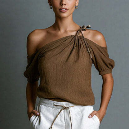 Off-Shoulder Short-Sleeve Top – 7 Colors, XS–3XL FitiqueFit