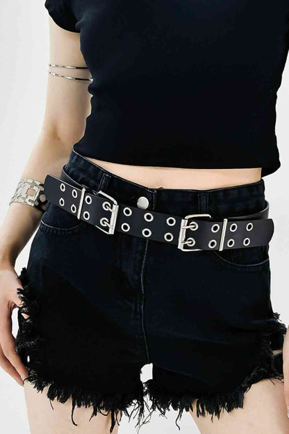Stylish Chic PU Leather Two Row Eyelet Belt – Durable and Fashion-Forward Design See size chart under “more details” The Fashion Celestial