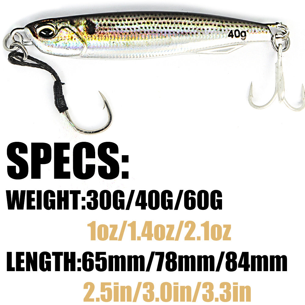 B&U Metal Cast Jig - 3D Printed Spoon Casting Jigging for Saltwater Fishing - 30G/40G/60G Artificial Bait Tackle with Enhanced Durability and Realistic Design NovaCart