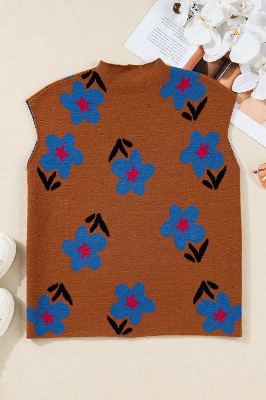 Floral High Neck Sweater Vest Shop Style & More | Fresh Looks, Everyday Deals & Free Shipping