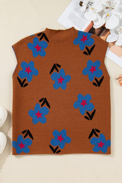 Floral High Neck Sweater Vest Shop Style & More | Fresh Looks, Everyday Deals & Free Shipping