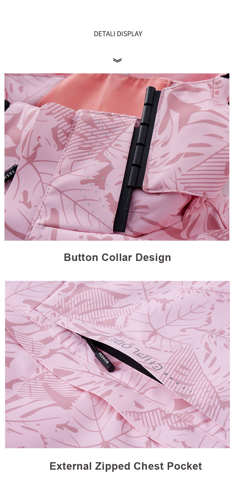 Women'S Outdoor Windbreaker Jacket | Casual Stand Collar, Non-Stretch Fabric, Random Print, Long Sleeve, Zipper Closure, Detachable Hood NovaCart