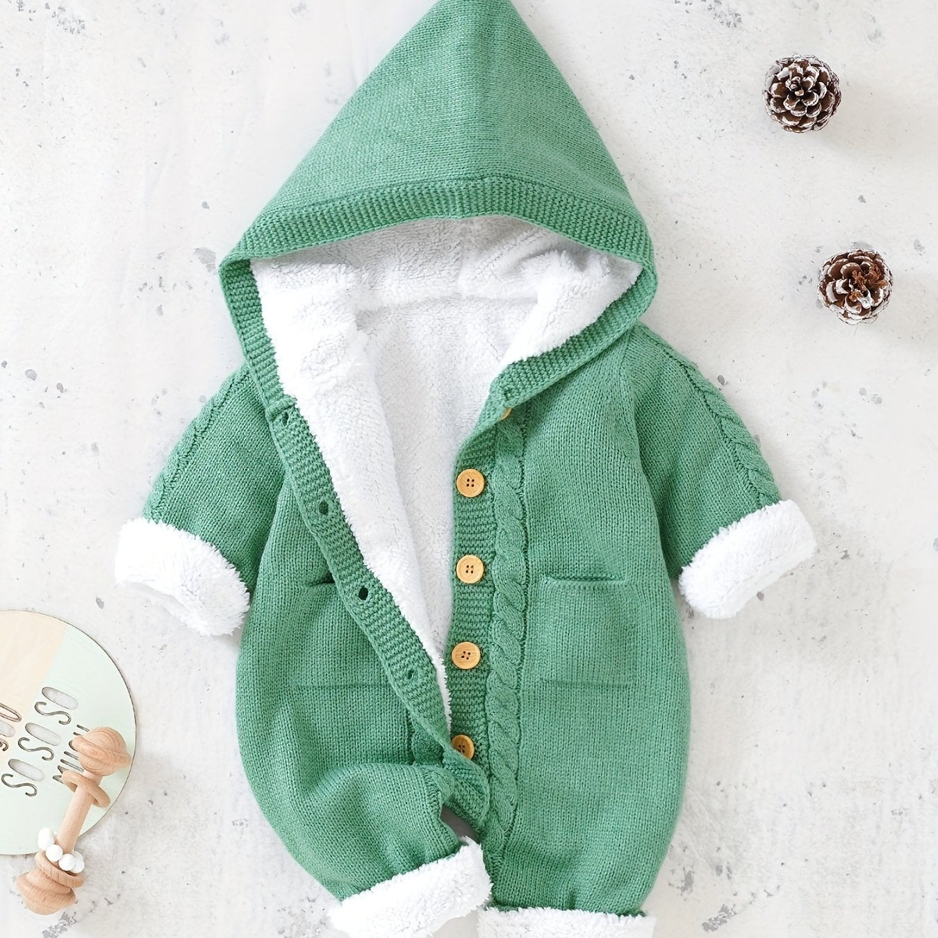 Newborn Boys And Girls Knitted Jumpsuit With Long Sleeve Hooded Pants Jumpsuit NovaCart