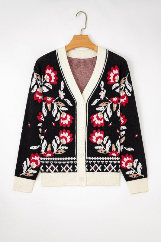 Floral Knit Button-Front V-Neck Cardigan Shop Style & More | Fresh Looks, Everyday Deals & Free Shipping