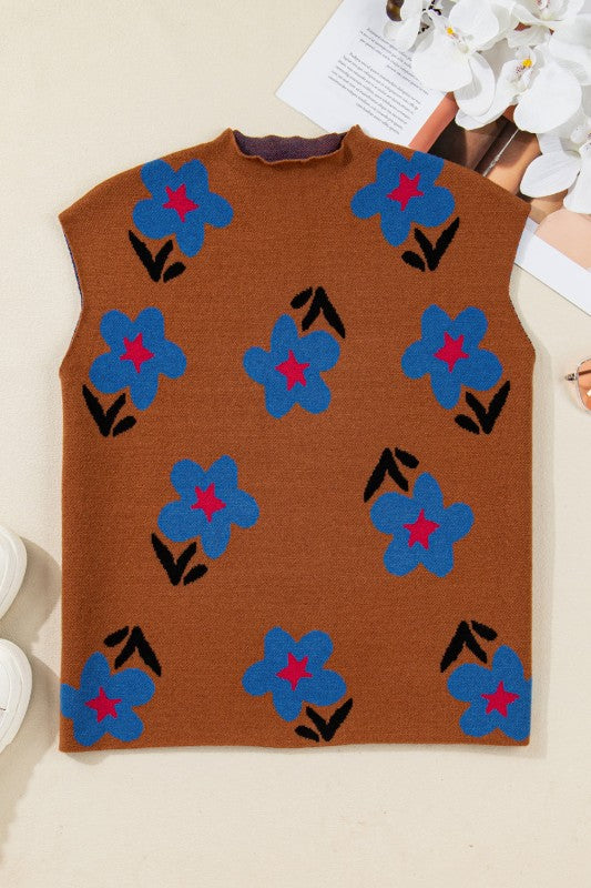 Floral High Neck Sweater Vest Shop Style & More | Fresh Looks, Everyday Deals & Free Shipping