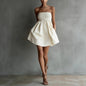 Women's Strapless Tube Mini Dress – Solid Color Elastic Waist FitiqueFit