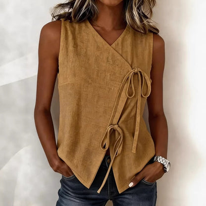 Bow-Tied V-Neck Sleeveless Tank Top – 5 Colors, S–XXL FitiqueFit