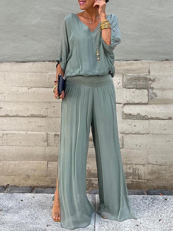 Solid-Color Chiffon Two-Piece Set – 10 Colors, S–5XL FitiqueFit