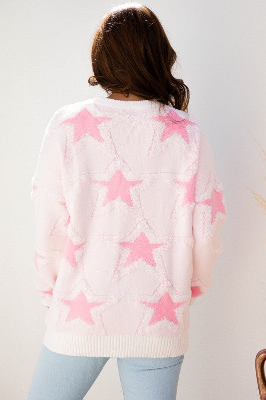 Star Ribbed Trim Drop Shoulder Oversized Sweater Shop Style & More | Fresh Looks, Everyday Deals & Free Shipping