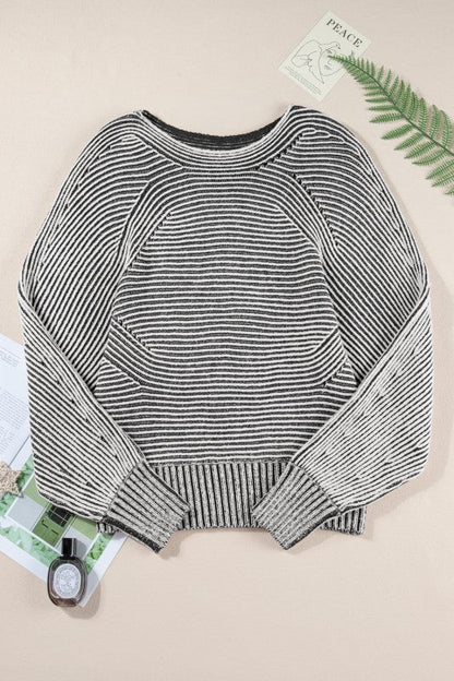 Stripe Ribbed Knit Boat Neck Sweater Shop Style & More | Fresh Looks, Everyday Deals & Free Shipping