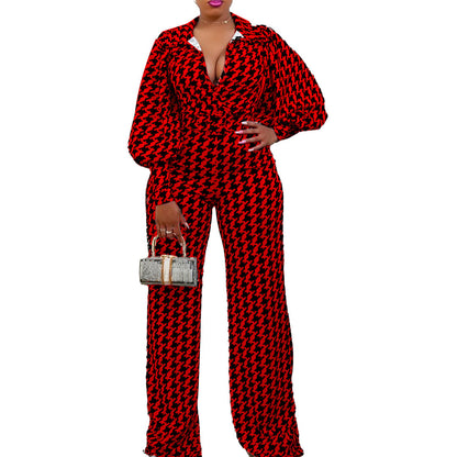 Loose Elastic V-neck Straight High Waist Jumpsuit Grayceful LLC