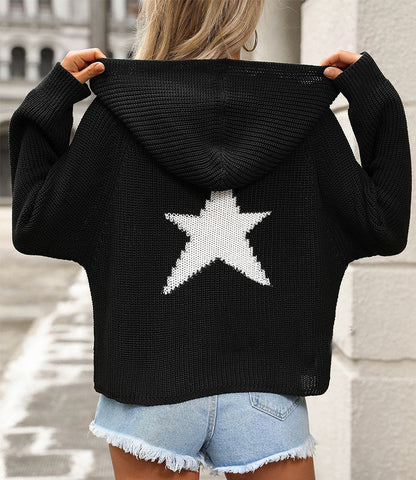 Fashion Pullover Hooded Sweater With Pockets Loose Star Long Sleeve Zippered Cropped Cardigan Outwear Tops For Womens Clothing See size chart under “more details” The Fashion Celestial