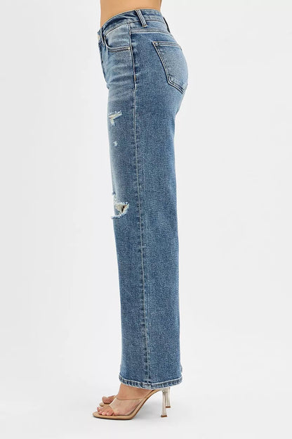 RISEN Tummy Control Mid Rise Fit Wide Jeans West2East Surf