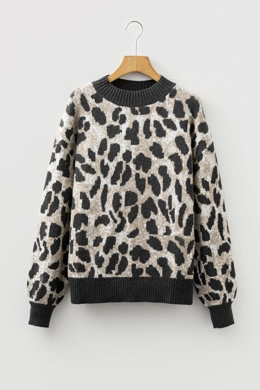 Leopard Contrast Trim Drop Shoulder Sweater Shop Style & More | Fresh Looks, Everyday Deals & Free Shipping