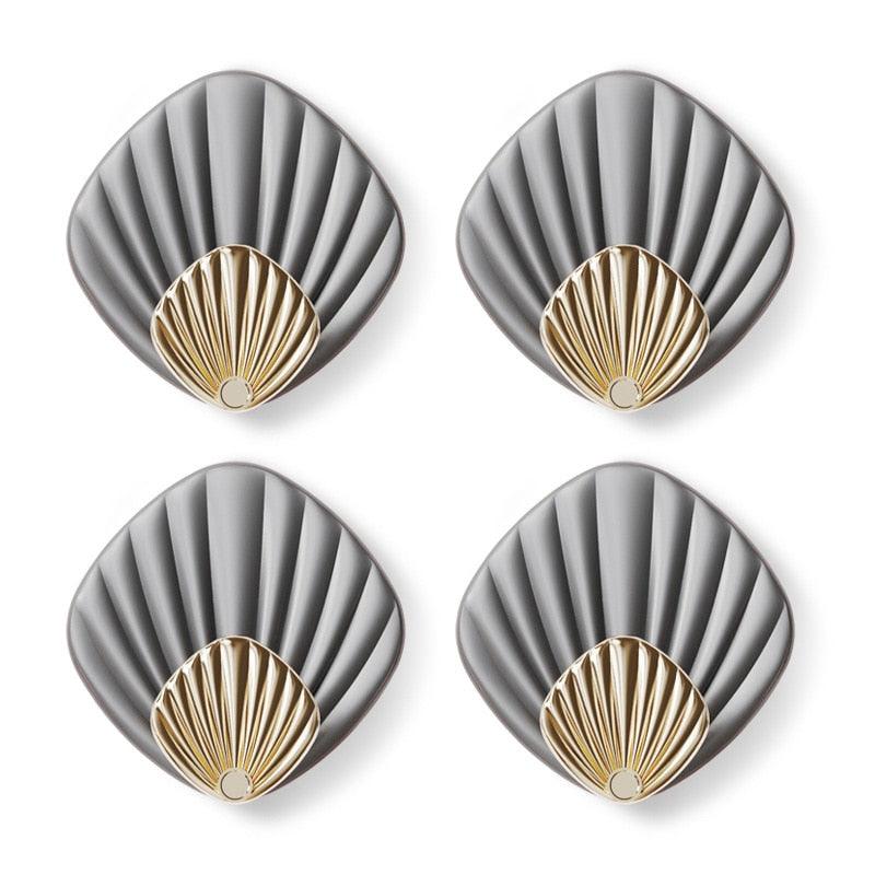 4pcs Creative Shell Shape Wall Hanging Hook Punch-free Strong Adhesive Hook Bathroom Kitchen Wall-mounted Seamless Sticky Hook  Shell Hook Non-Punching Strong Adhesive Adhesive Hook Bearing Door Behind Wall Bathroom Kitchen Key Holder Stevvex