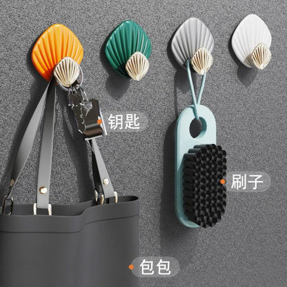 4pcs Creative Shell Shape Wall Hanging Hook Punch-free Strong Adhesive Hook Bathroom Kitchen Wall-mounted Seamless Sticky Hook  Shell Hook Non-Punching Strong Adhesive Adhesive Hook Bearing Door Behind Wall Bathroom Kitchen Key Holder Stevvex