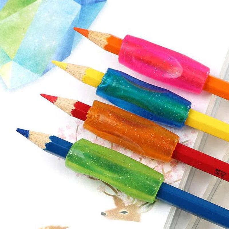 4Pcs/lot Learning Partner Children Students Stationery Pencil Holding Practice Device For Correcting Pen Holder Postures Grip ,Ergonomic Pencil Grips Silicone for Right and Left Handed Users Stevvex