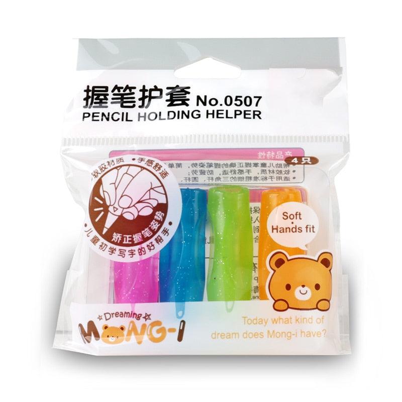 4Pcs/lot Learning Partner Children Students Stationery Pencil Holding Practice Device For Correcting Pen Holder Postures Grip ,Ergonomic Pencil Grips Silicone for Right and Left Handed Users Stevvex