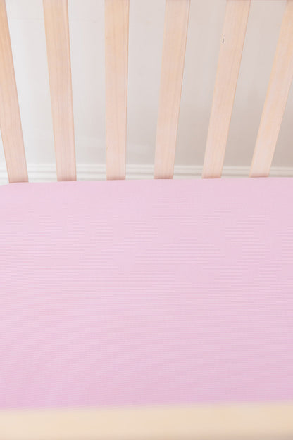 (SOLID, ribbed) Saltwater Princess - Crib Sheet Blush Lotus