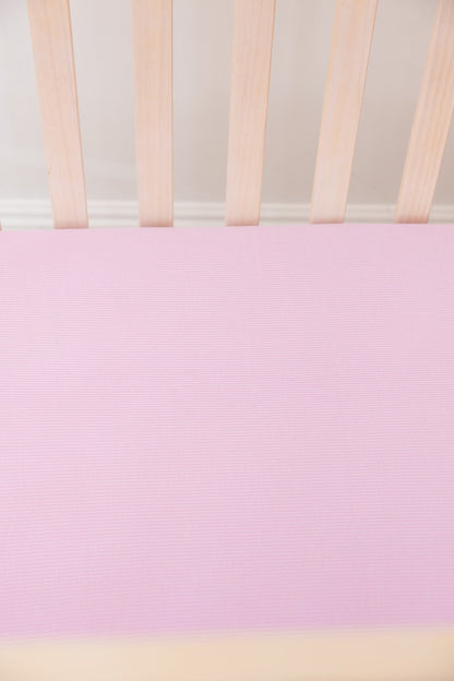 (SOLID, ribbed) Saltwater Princess - Crib Sheet Blush Lotus