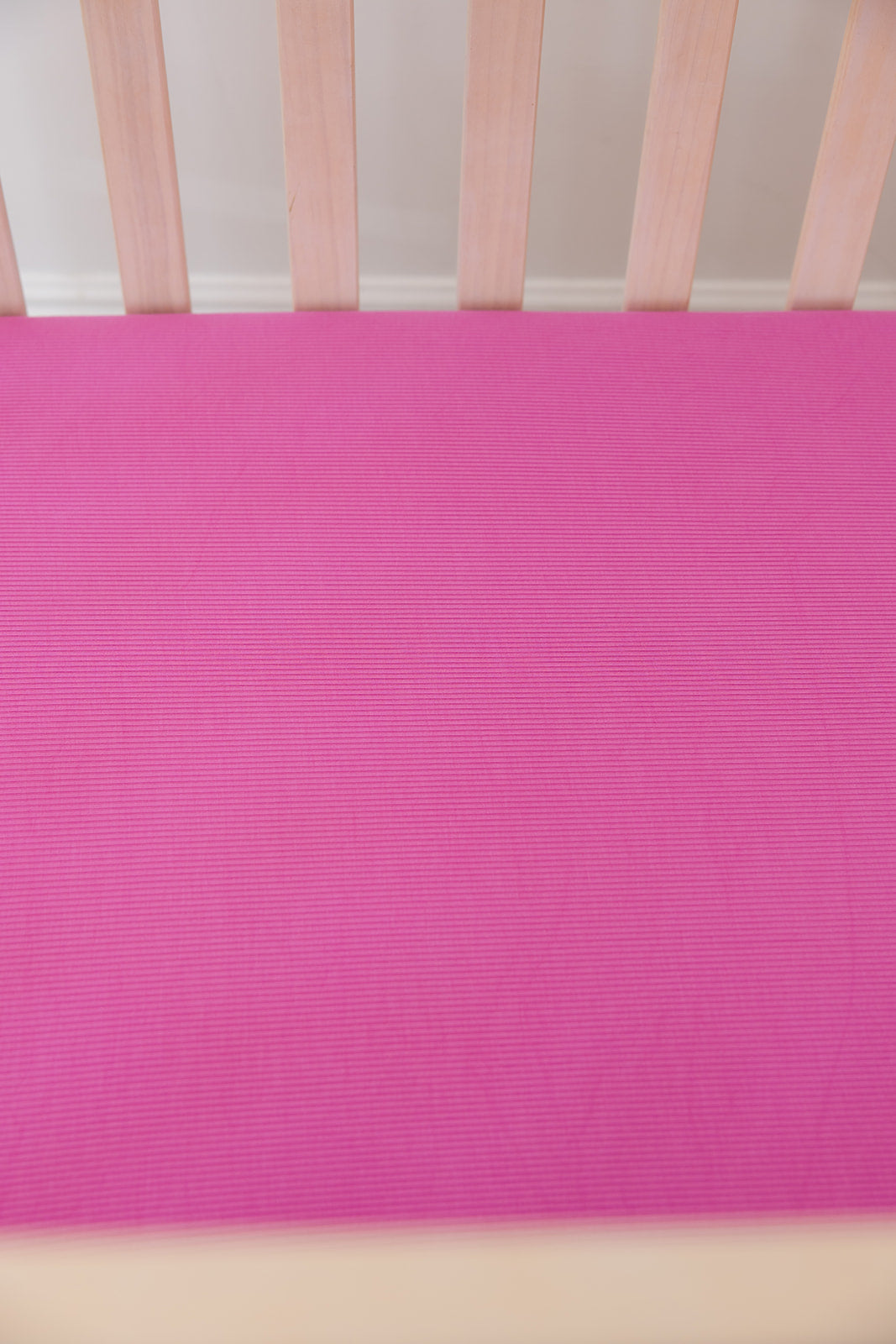 (SOLID, ribbed) Rainbow Royal - Crib Sheet Blush Lotus