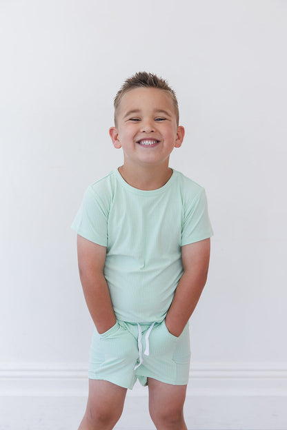 (SOLID, ribbed) Lion Around - Pocket Short Set Blush Lotus