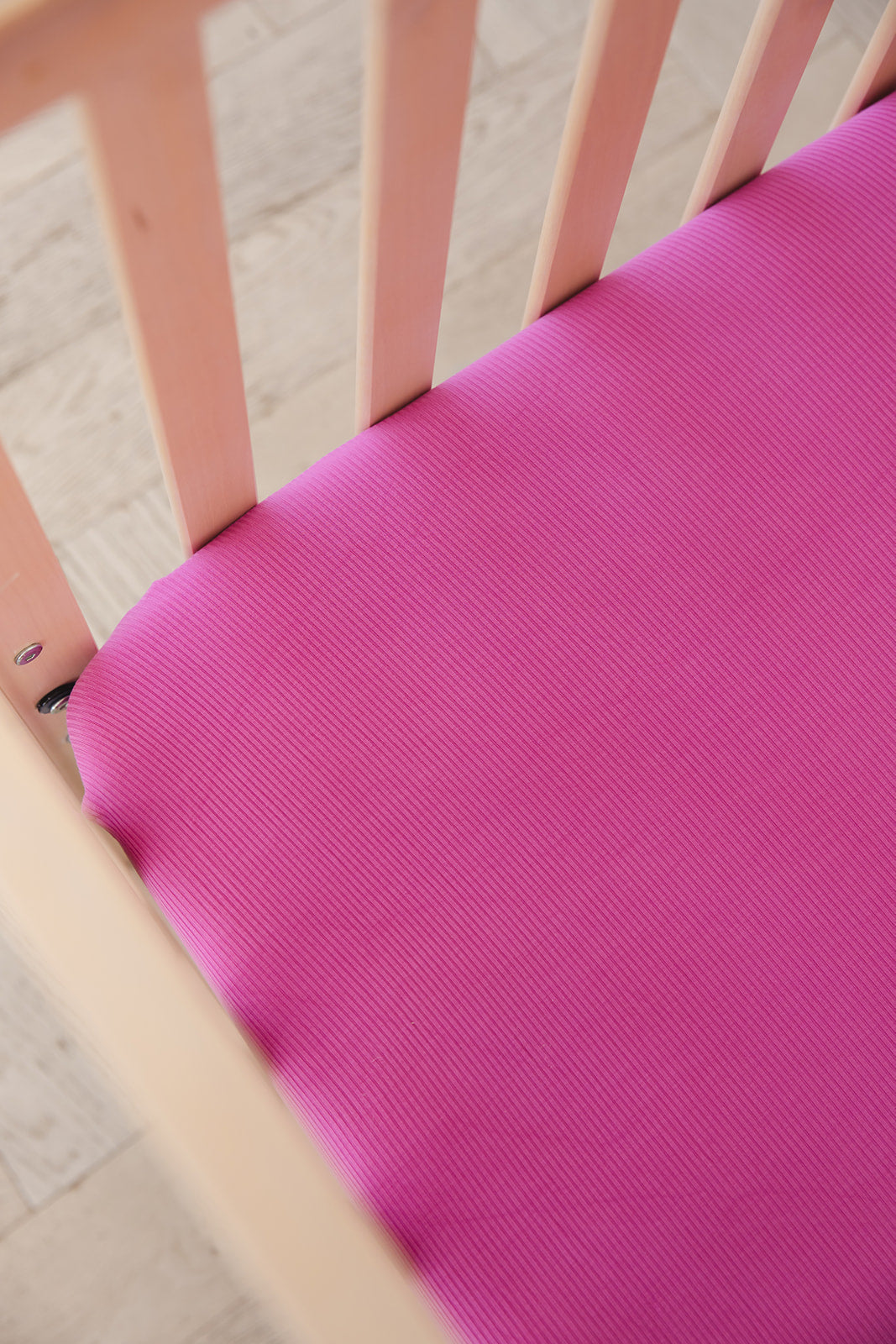 (SOLID, ribbed) Rainbow Royal - Crib Sheet Blush Lotus