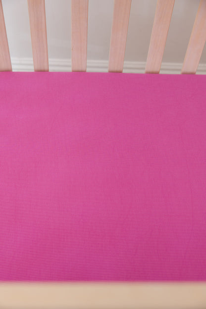 (SOLID, ribbed) Rainbow Royal - Crib Sheet Blush Lotus