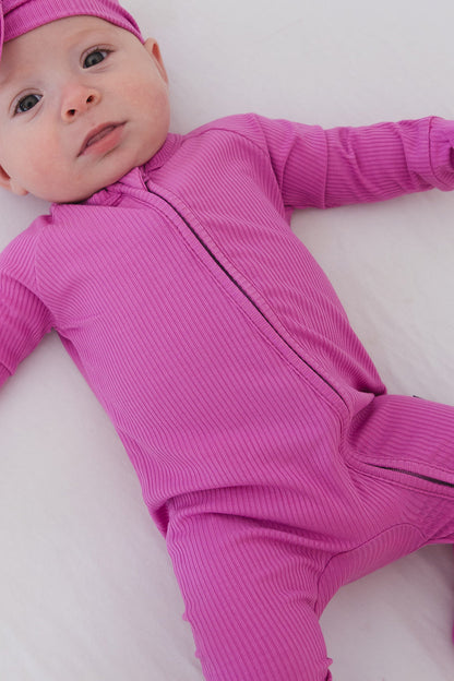 (SOLID, ribbed) Rainbow Royal - Zippy Blush Lotus