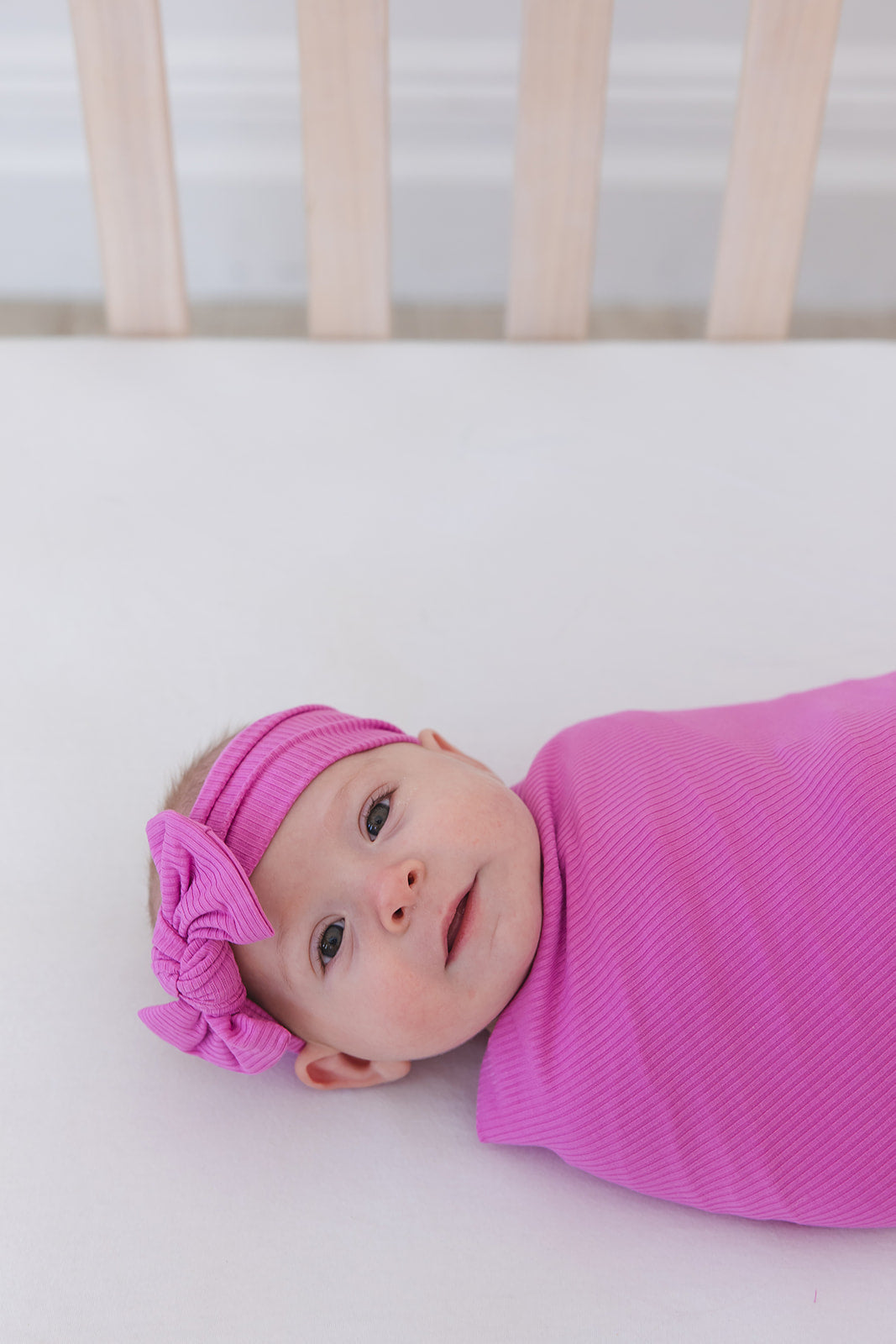 (SOLID, ribbed) Rainbow Royal - Swaddle Set Blush Lotus
