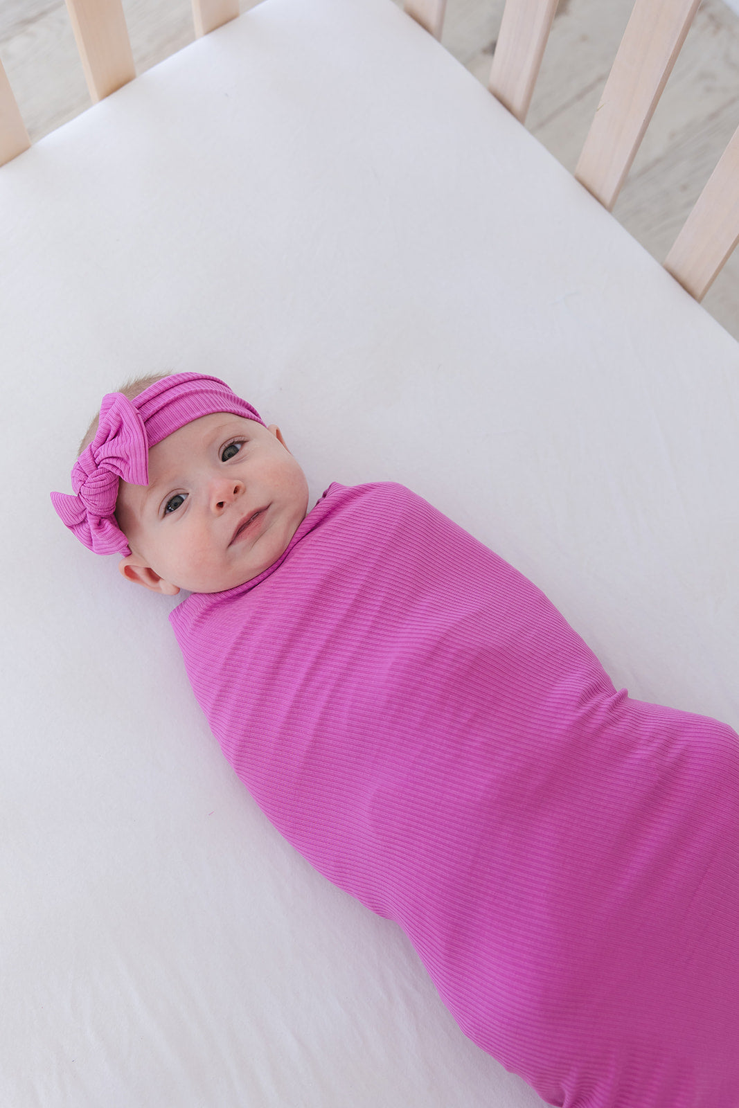 (SOLID, ribbed) Rainbow Royal - Swaddle Set Blush Lotus